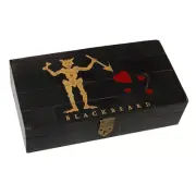 6-1/4" Pirate Blackbeard's Flag Black Horn Box- Antique Vintage Style