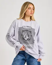 [Volcom] Volcom Women's Stone Crew Neck Sweatshirt in Blurred Violet Size 8 8 Blurred Violet