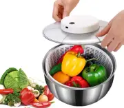 Salad Spinner Stainless Steel Large,5 Qt Capacity Electric Lettuce Spinner Ve...