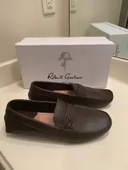NWT MSRP $228 Robert Graham Grapewin Brown Leather Moccasin Driver Size 9.5M