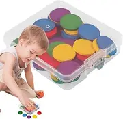 Rissunkv Counting Chips for Kids, Wooden Round Math Counters | Brain Developmental Toy School Teaching Supplies for Home, School, Travel