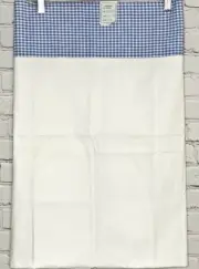 Baby Bed Crib Top Sheet Blue Gingham Checked Border White Sheet NWT