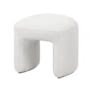 Hirokoz Bouclé Ottoman Stool - Eggshell White