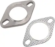 2 Bolts 2 Inch Exhaust Flange Connection Kit Stainless Steel Exhaust Flange and Gasket Exhaust Flange Connection Kit for Exhaust Pipe, Catback, Manifold, Muffler, Resonator