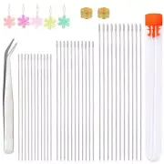 80Pcs Long Straight Beading Thread Needles , Bead Needle Threaders , Base Tools