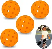 Pickleball Practice Balls, Orange Plastic, 40 Holes, Set of 4, Indoor and Outdoor