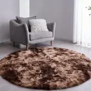 Tie-Dyed Coffee Round Rug Ultra-Soft Plush Modern 7x7 Circle Area Rug for Kid...