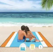 Oversized 10’x9’ Beach Blanket Sand/Water Proof Ultra Light Easy Fits 8 NWT
