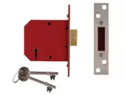 UNION - 2101 5 Lever Mortice Deadlock Satin Chrome Finish 65mm 2.5in Visi
