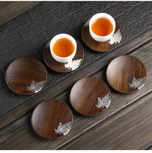 黑檀實木杯墊茶墊創意木質茶杯墊隔熱墊防滑茶托功夫茶具茶道配件