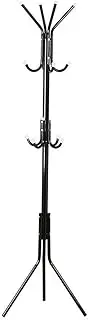 OZSTOCK® 12 Hook Coat Hanger Stand 3-Tier Hat Clothes Metal Rack Tree Style Storage Black/White (Black)