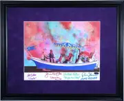 WILLY WONKA BOAT PRINT KATE SNOW - FRAMED,AUTOGRAPHED,SIGNED BY FOUR! 18” X 22”