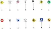 KONTONTY 14pcs Micro Landscape Accessories Street Signs Mini Simulation Road Sign Miniature Traffic Barrier Mini Simulation Model Miniature Barricade Abs Plus Stainless Steel