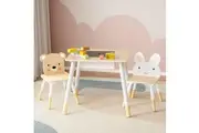 Keezi 3PCS Kids Table and Chairs Set Activity Desk Chalkboard Toy Hidden Storage
