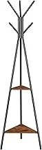 VASAGLE Coat Rack Freestanding, Coat Hanger Stand, Hall Tree with 2 Shelves, for Clothes, Hat, Bag, Industrial Style, Rustic Brown and Black URCR16BX