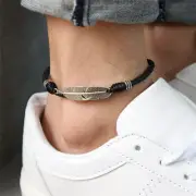 Boho Handmade Man Feather Leather Rope Anklets Barefoot Sandal Beach Jewelry^ rf