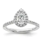 14k White Gold 1/3 Ct. Lab Grown Diamond VS/SI+ G+ 3/4 Ct. Center Pear Halo Engagement Ring