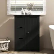 CostwayBathroom Floor Cabinet with 3 Drawers and 1 Side Cabinet-Black