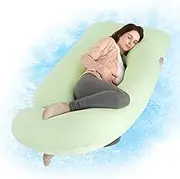 60 inch Pregnancy Pillow with Removable Velvet Cover, Side J Type Full-Body Pillow for Back, Legs and Belly Support, Comfortable Slumber for Pregnant Women