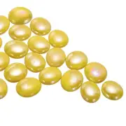 Glass Beads,24pcs Flat Glass Gemstone Bright Yellow 0.23lbs Pebbles