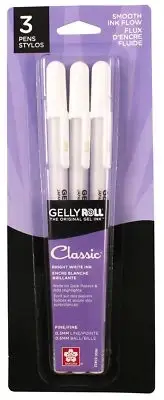Sakura Gelly Roll Classic Fine Point Pens 3/Pkg-White - 3 Pack