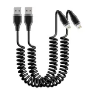 2 Pack 4FT USB Coiled Fast Charging Cable Data Syncing Cord for iPhone