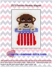 Patriotic Monkey Magnet-Plastic Canvas Pattern or Kit