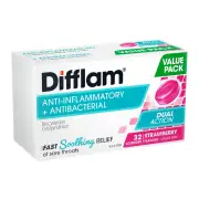Difflam Dual Action Sore Throat Lozenges - Strawberry X 32