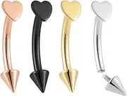 [Pierced Koala] 2PCS Titanium Implant Grade 16G Internally Threaded 8mm - 14mm Tongue Nipple Eyebrow Bar Ear Curved Spike Arrow Heart Barbell Body Jewellery
