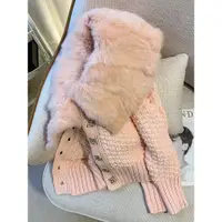在飛比找蝦皮商城精選優惠-大翻領 粉色 毛衣 女 2022年 新款 小個子 復古 溫柔