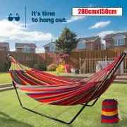 2-Person Hammock with Premium Canvas & 150KG Capacity Metal Stand Hammock Garden