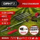 Giantz Pole Chainsaw Petrol Hedge Trimmer Pruner Chain Saw Brush Cutter Combo