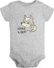 [iDzn] Little Wolf Novelty Rompers, Newborn Baby Bodysuits, Infant Cute Jumpsuits, 0-24 Months Babies One-Piece Outfits