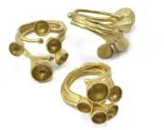 Adjustable Rings for women, Cone shape setting blanks Raw brass 9US size 2264
