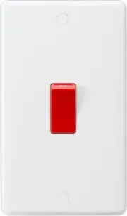 Knightsbridge CU8332 Curved Edge 45A DP Switch (Large) w/ Red Rocker, White