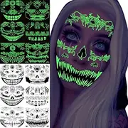 CLDURHGE 4 Sheets Scary Make-Up Tattoos Halloween Face Tattoo Skull for Sticking Day of the Dead Make-Up for Halloween & Carnival Party 1