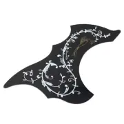 Left Handed Thin Acoustic Guitar Pickguard Self-adhesive Black w/White Pattern