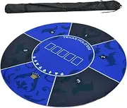 1.2 x 1.2 M Texas Hold'em Portable Rubber Poker Table Top,6 Player Game Layout Mat with Carrying Bag(1.2 x 1.2 M)