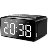 Three-in-One LED Alarm Clock Bluetooth Speaker with Wireless Charging