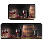 2 Piece Wine Kitchen Rug Set, 3D Wine Glasses Kitchen Rugs And Mats Non Skid Was