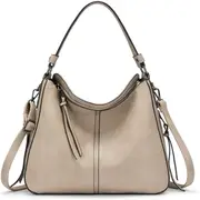 Nevenka Handbags for Women Large Designer Ladies Hobo bag Bucket Purse Faux Leather-Creamwhite