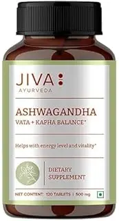 Jiva Ashwagandha Tablet | 100% Ayurvedic Formulation for Immunity And Energy Level | Helpful in Kapha & Vata Doshas- 120 Tablets (Pack of 1)