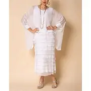 Women's Long Dress Maxi Dress Casual Dress Tassel Dress Fashion Outdoor Party Holiday Regular Fit Plain 3/4 Length Sleeve Crew Neck White Dark Blue Spring Autu