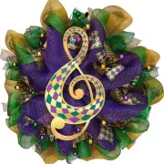 Mardi Gras All That Jazz Musical Note Wreath Handmade Deco Mesh