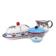 Zanzibar Collection 3-Piece Breakfast Accessory Set, Spanish Floral Design