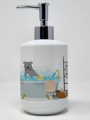 NEW Blue Pit Bull Terrier Ceramic Soap Dispenser Hand Soap Dispenser Pump