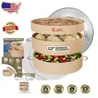Lightweight 12" Bamboo Steamer - Perfect for Dumplings, Bao Buns & Asian Cuisine