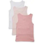 Brilliant Basics Girls Rib Singlets 3 Pack - Pink - Size 3-4
