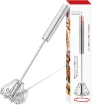 Hand mixer whisk,stainless steel semi automatic whisk,egg 12INCH, Silver