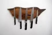 Hanging Walnut knife Holder Blue Resin Infused Big Sur Strong Magnetic L@@k